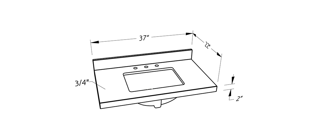 Quartz Vanity Top 37x22 T20mm Mitered Edge Rec Sink